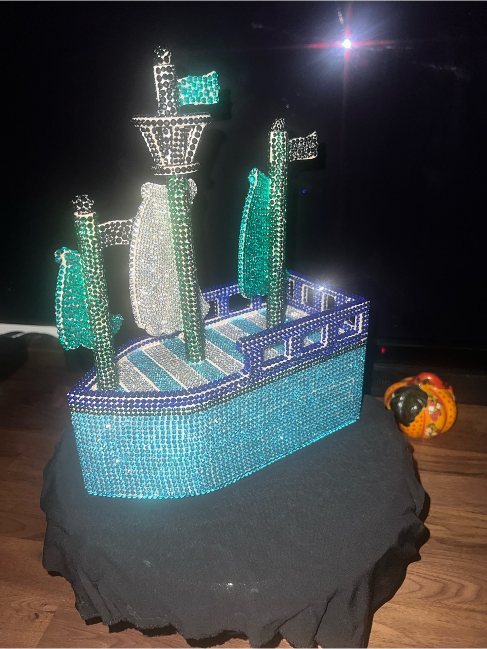 Novelty Austrian Crystal Ship Birdhouse- Handmade - Picture 5 of 7